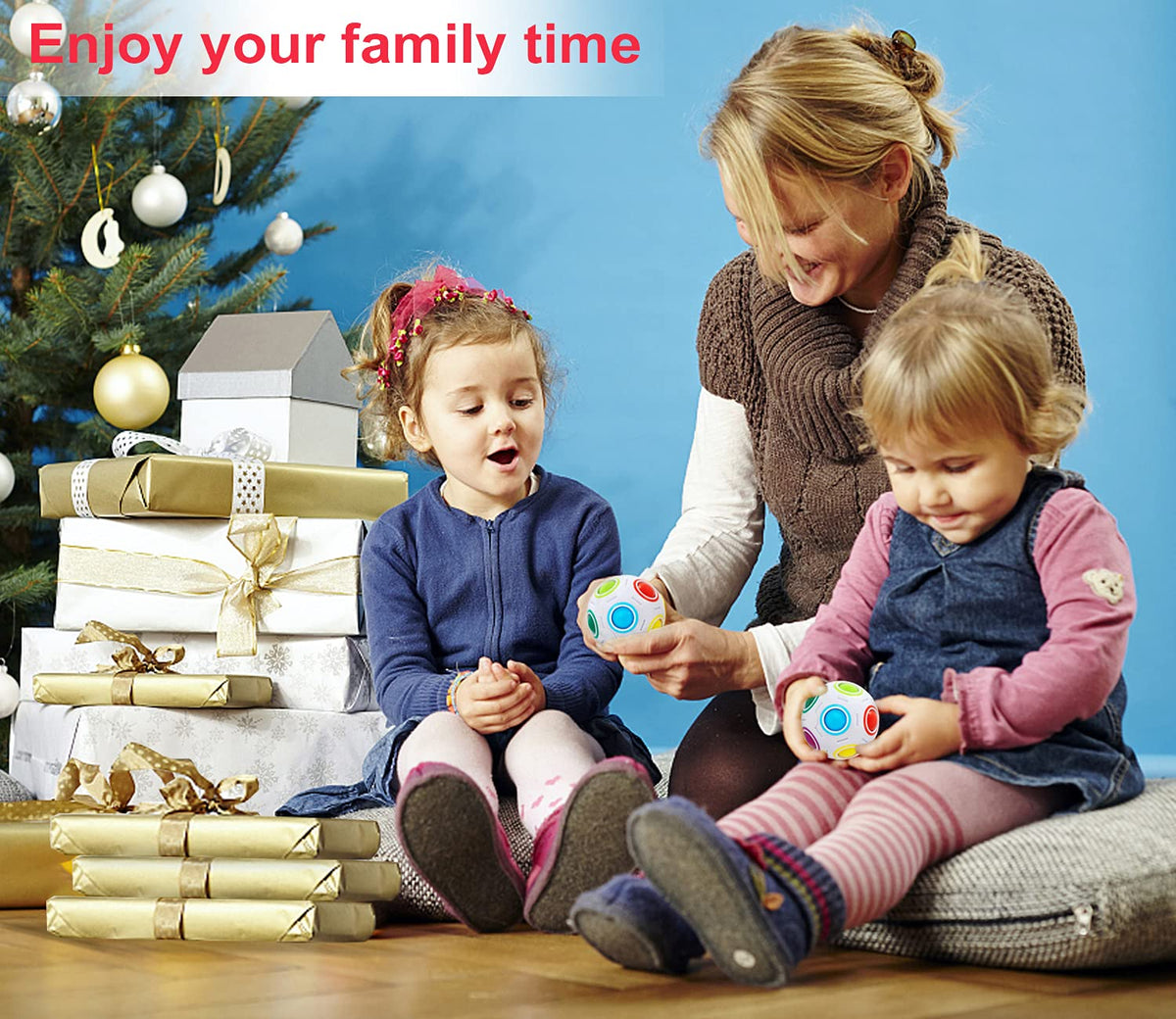 Vdealen Magic Rainbow Puzzle Ball, Fidget Ball Puzzle Brain Teaser Fidget Toy for Boys & Girls- Birthday Party Easter Valentines Christmas Stocking Stuffers for Kids Teen & Adults(Off White)