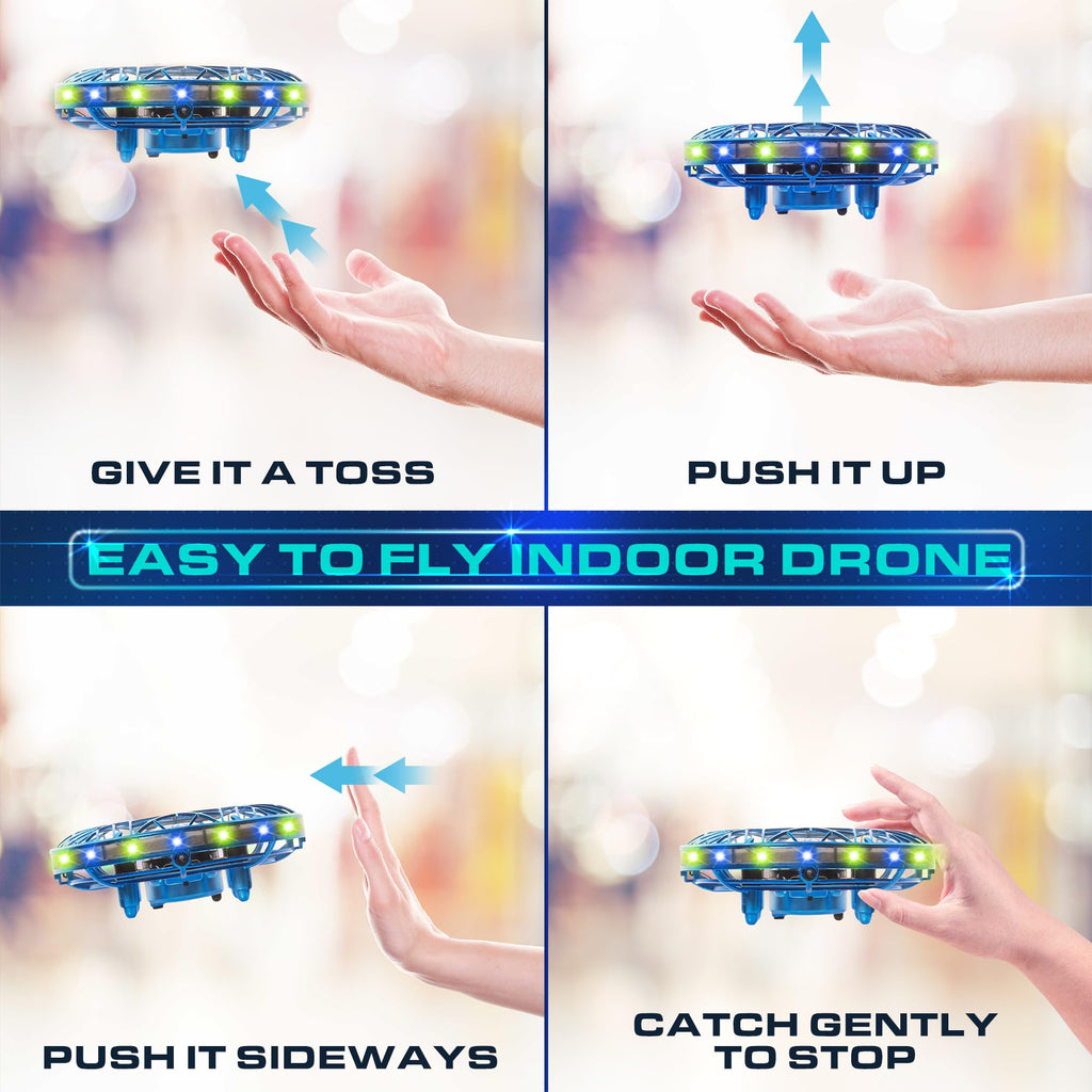 Force1 Scoot Pro Hand Operated Drone for Kids or Adults- Induction Hands Free Motion Sensors Mini Drones with Bright LED Projection, 360 Flips, Easy Indoor Small UFO Flying Orb Ball Drone Toy for Boys Girls