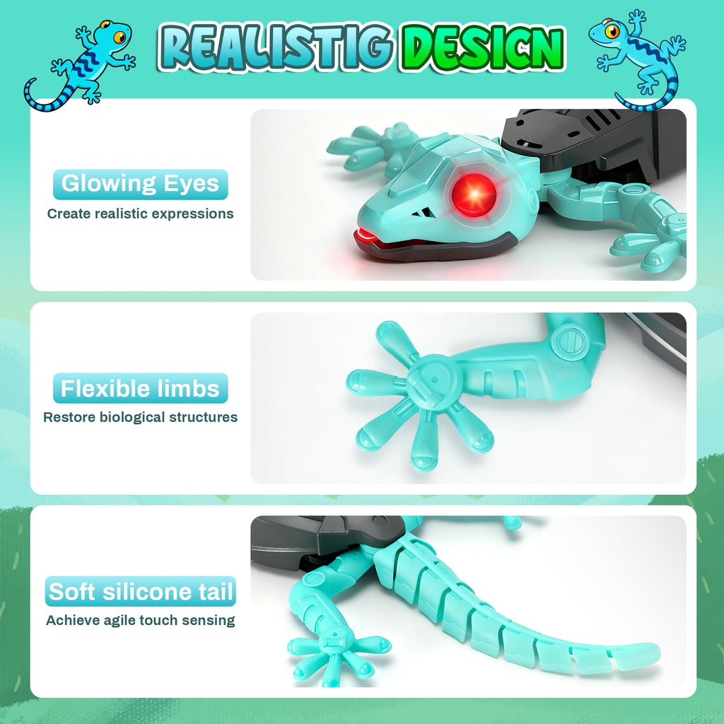 Hamino Wall Climbing Gecko, Remote Control Electric Lizard Toy Funny Prank Toys, Floor & Wall Crawling, Glowing Eyes, Upgrade Low Noise, Rechargeable Boys Gifts for Kids 3 4 6+ Year Old