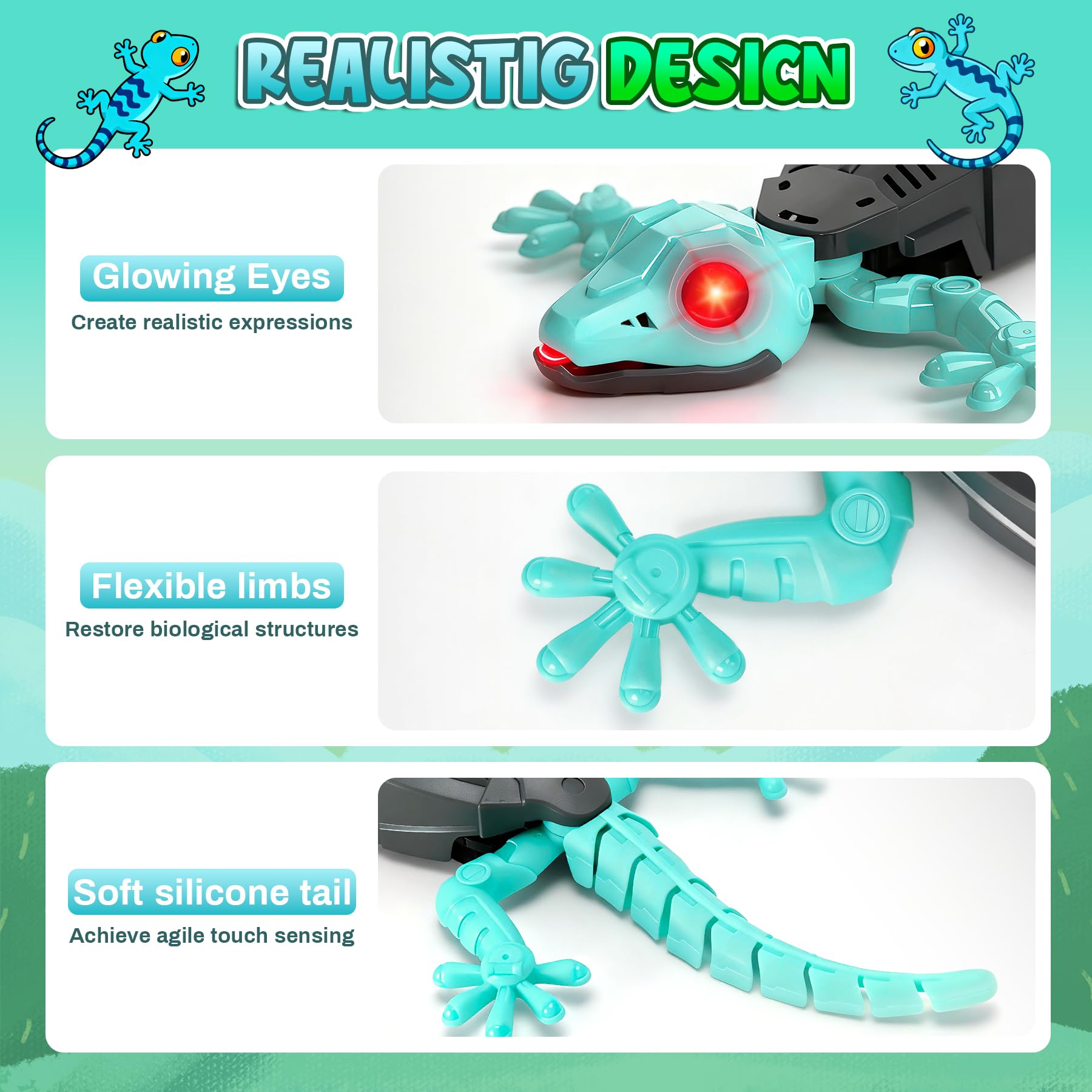 Hamino Wall Climbing Gecko, Remote Control Electric Lizard Toy Funny Prank Toys, Floor & Wall Crawling, Glowing Eyes, Upgrade Low Noise, Rechargeable Boys Gifts for Kids 3 4 6+ Year Old