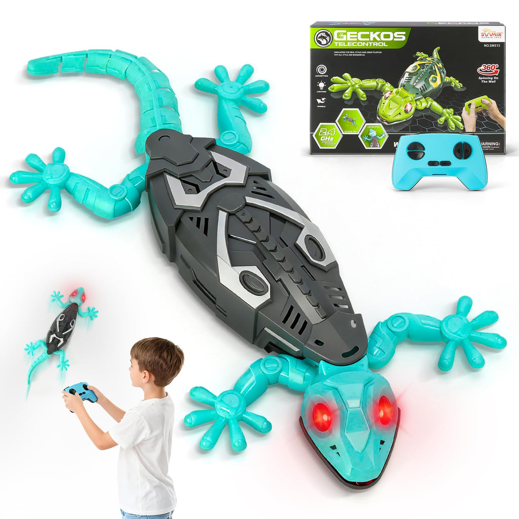 Hamino Wall Climbing Gecko, Remote Control Electric Lizard Toy Funny Prank Toys, Floor & Wall Crawling, Glowing Eyes, Upgrade Low Noise, Rechargeable Boys Gifts for Kids 3 4 6+ Year Old