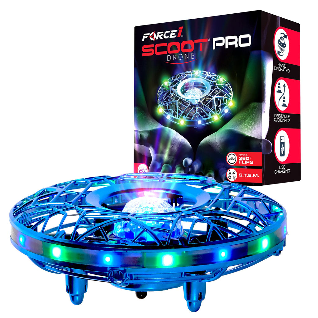 Force1 Scoot Pro Hand Operated Drone for Kids or Adults- Induction Hands Free Motion Sensors Mini Drones with Bright LED Projection, 360 Flips, Easy Indoor Small UFO Flying Orb Ball Drone Toy for Boys Girls