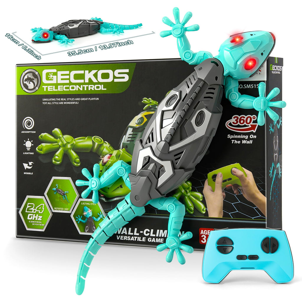 Hamino Wall Climbing Gecko, Remote Control Electric Lizard Toy Funny Prank Toys, Floor & Wall Crawling, Glowing Eyes, Upgrade Low Noise, Rechargeable Boys Gifts for Kids 3 4 6+ Year Old
