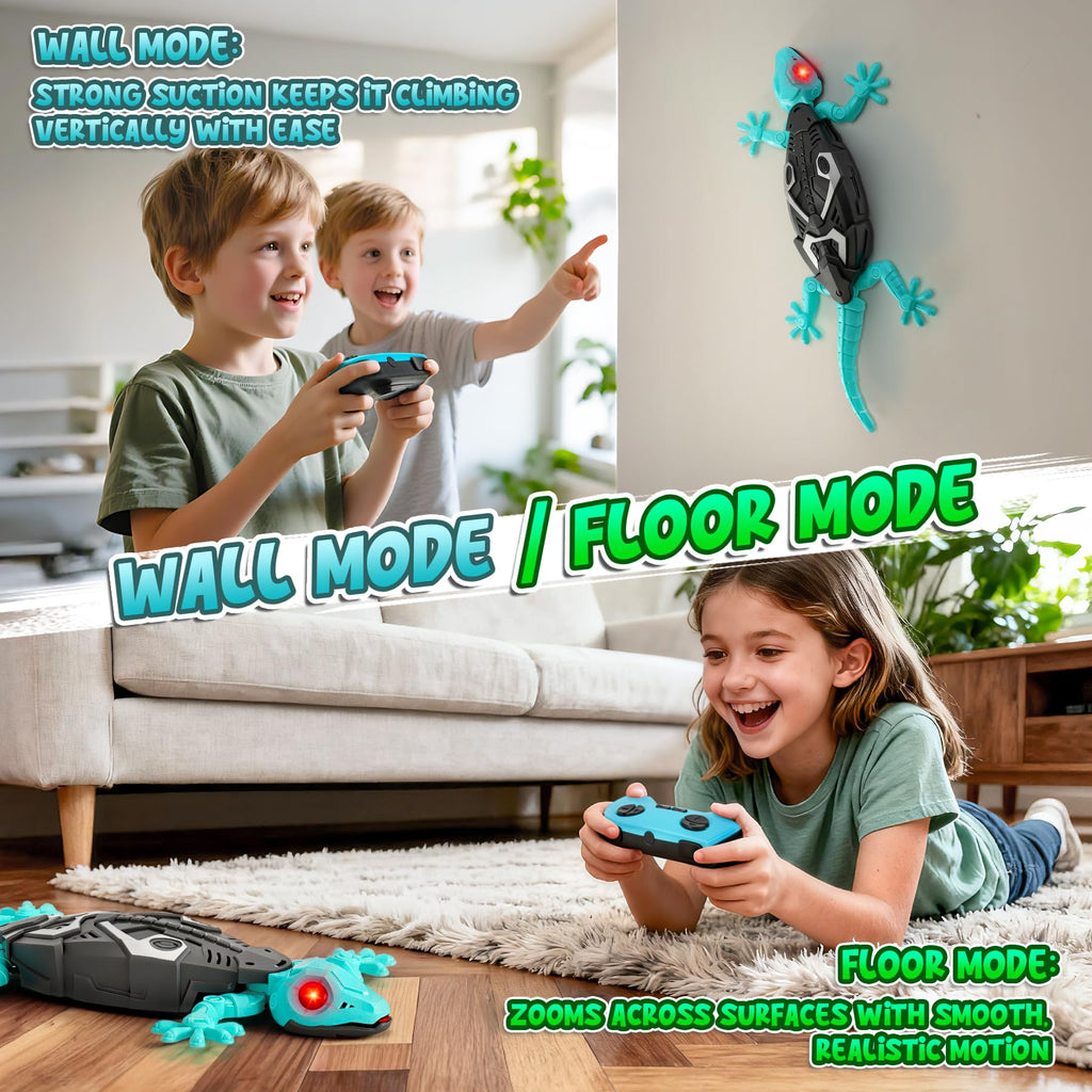 Hamino Wall Climbing Gecko, Remote Control Electric Lizard Toy Funny Prank Toys, Floor & Wall Crawling, Glowing Eyes, Upgrade Low Noise, Rechargeable Boys Gifts for Kids 3 4 6+ Year Old